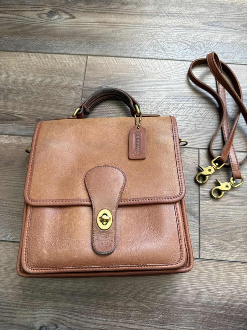 Vintage COACH British Tan leather Station Messenger satchel bag purse 5130 USA